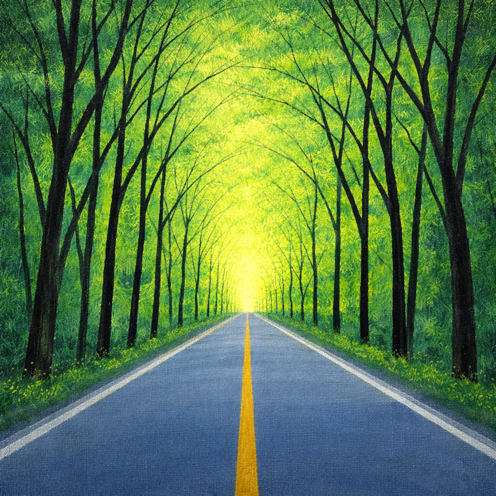 Green Forest Road Nature Wall Art - Image 2