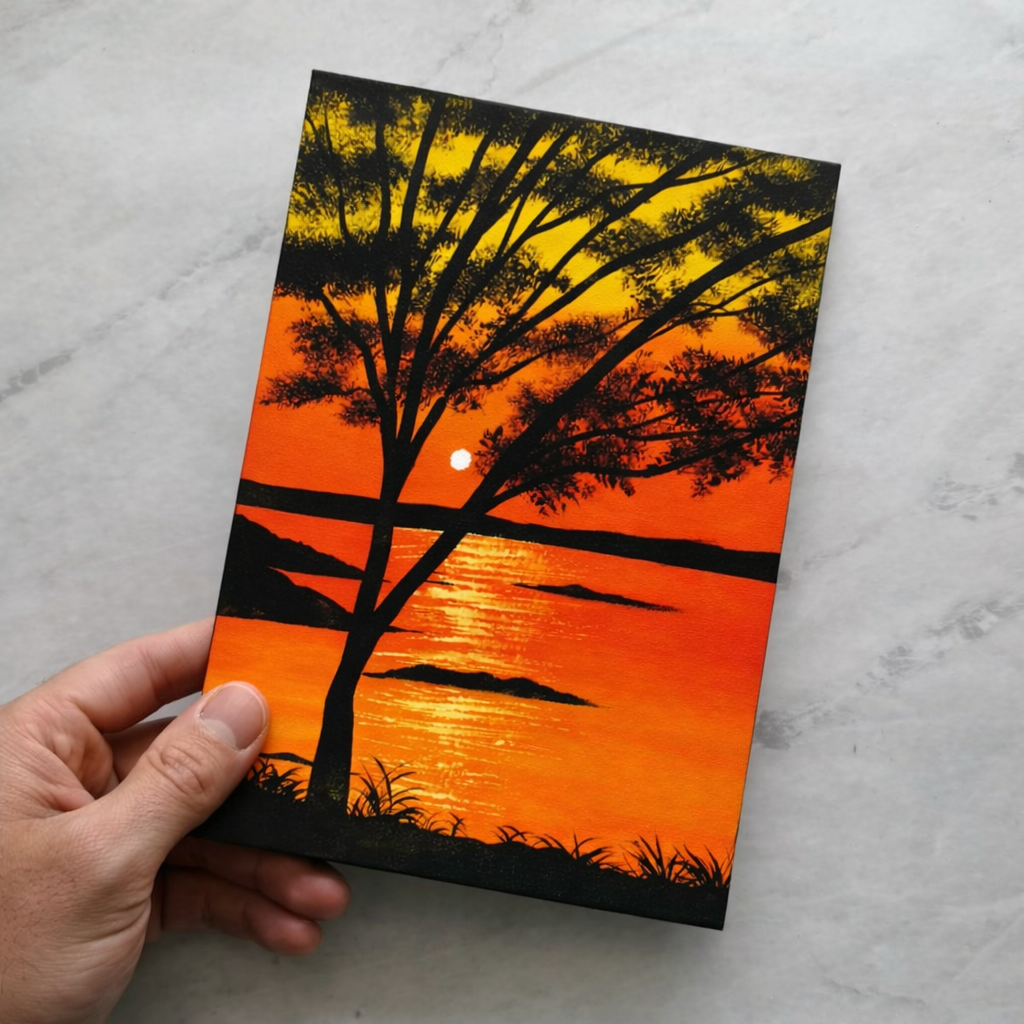 Golden Sunset Lake Nature Wall Art - Image 3