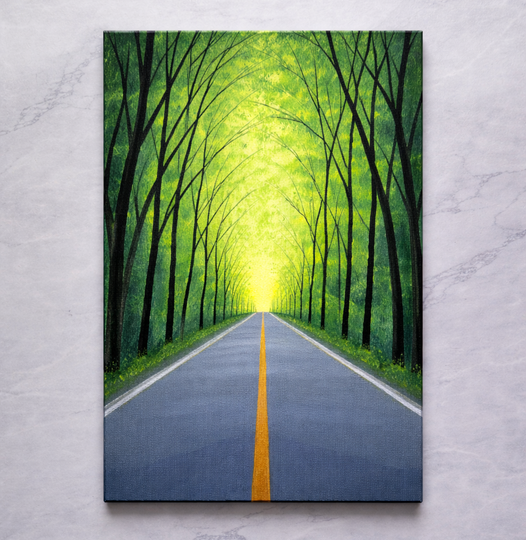 Green Forest Road Nature Wall Art