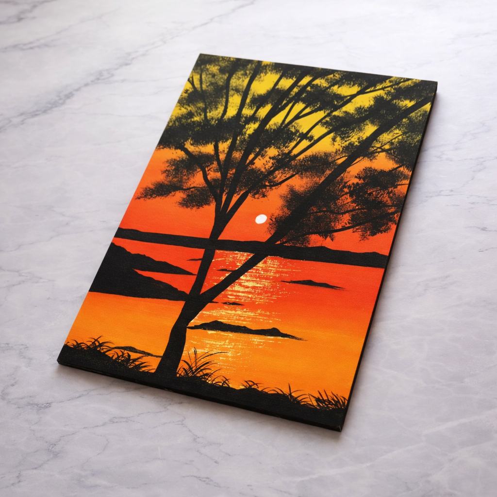 Golden Sunset Lake Nature Wall Art - Image 4